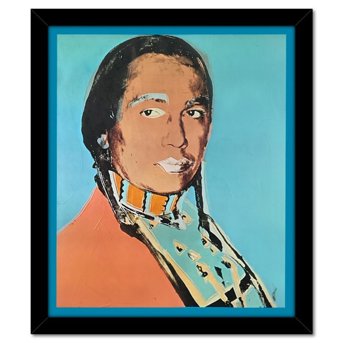 Andy Warhol (1928-1987), "The American Indian Series 2 Piece Set (Red 1976 & Blue 1977)" Framed Vintage Lithographs from Ace Gallery with Letter of Authenticity.