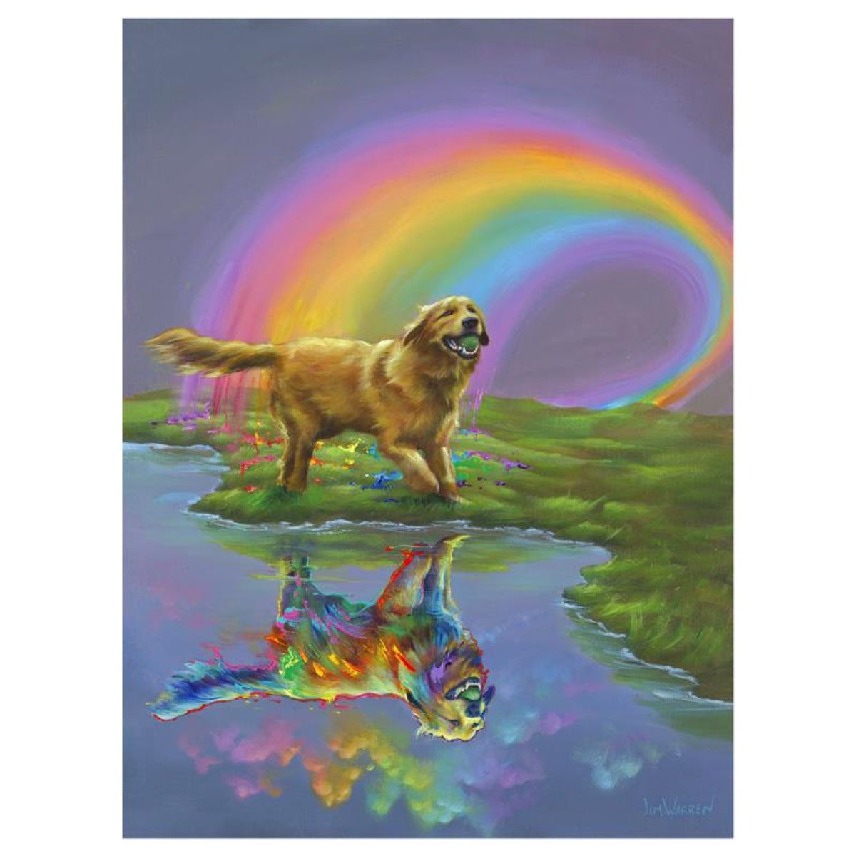 Jim Warren, "Gold at the End of the Rainbow" Hand Signed, Artist Embellished AP Limited Edition Giclee on Canvas with Letter of Authenticity