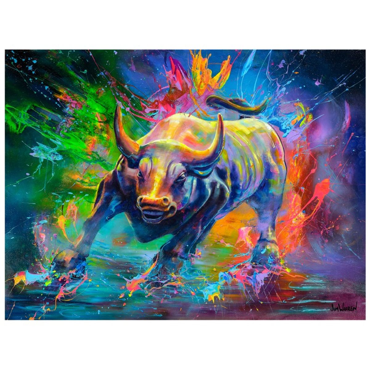Jim Warren, "Don't Mess with the Bull" Hand Signed, Artist Embellished AP Limited Edition Giclee on Canvas with Letter of Authenticity