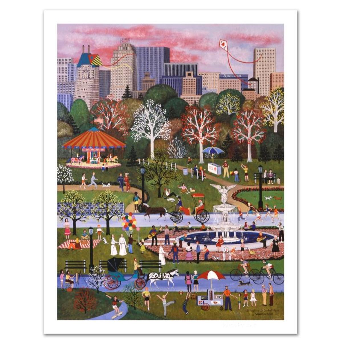 Jane Wooster Scott, "Springtime in Central Park" Hand Signed Limited Edition Lithograph with Letter of Authenticity.