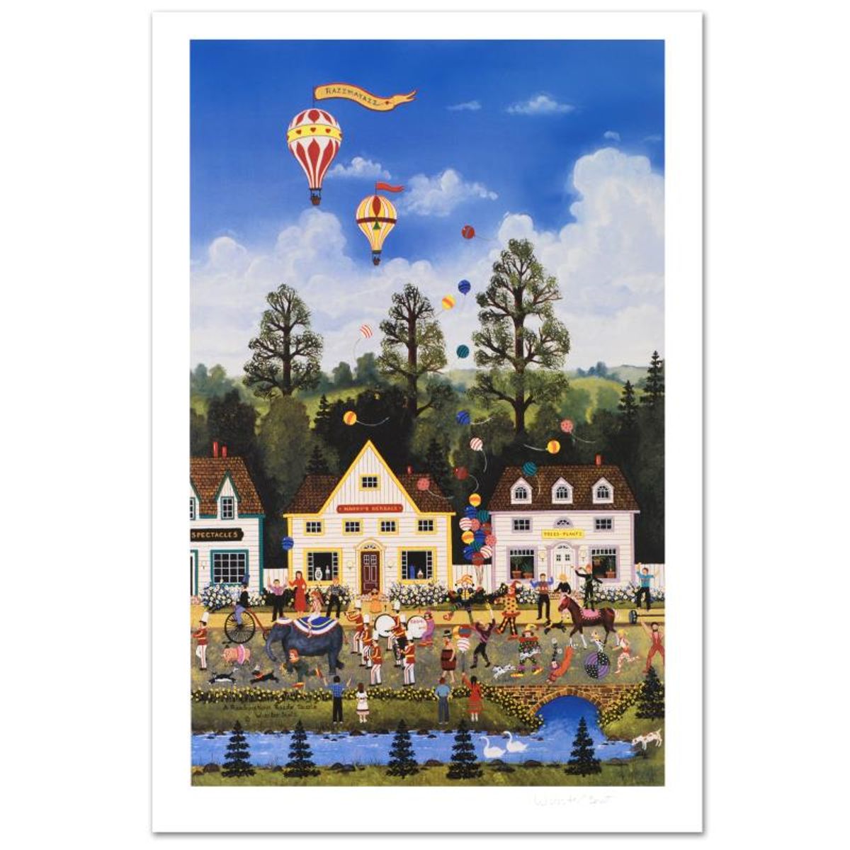 Jane Wooster Scott, "A Rambunctious Razzle Dazzle" Hand Signed Limited Edition Lithograph with Letter of Authenticity.