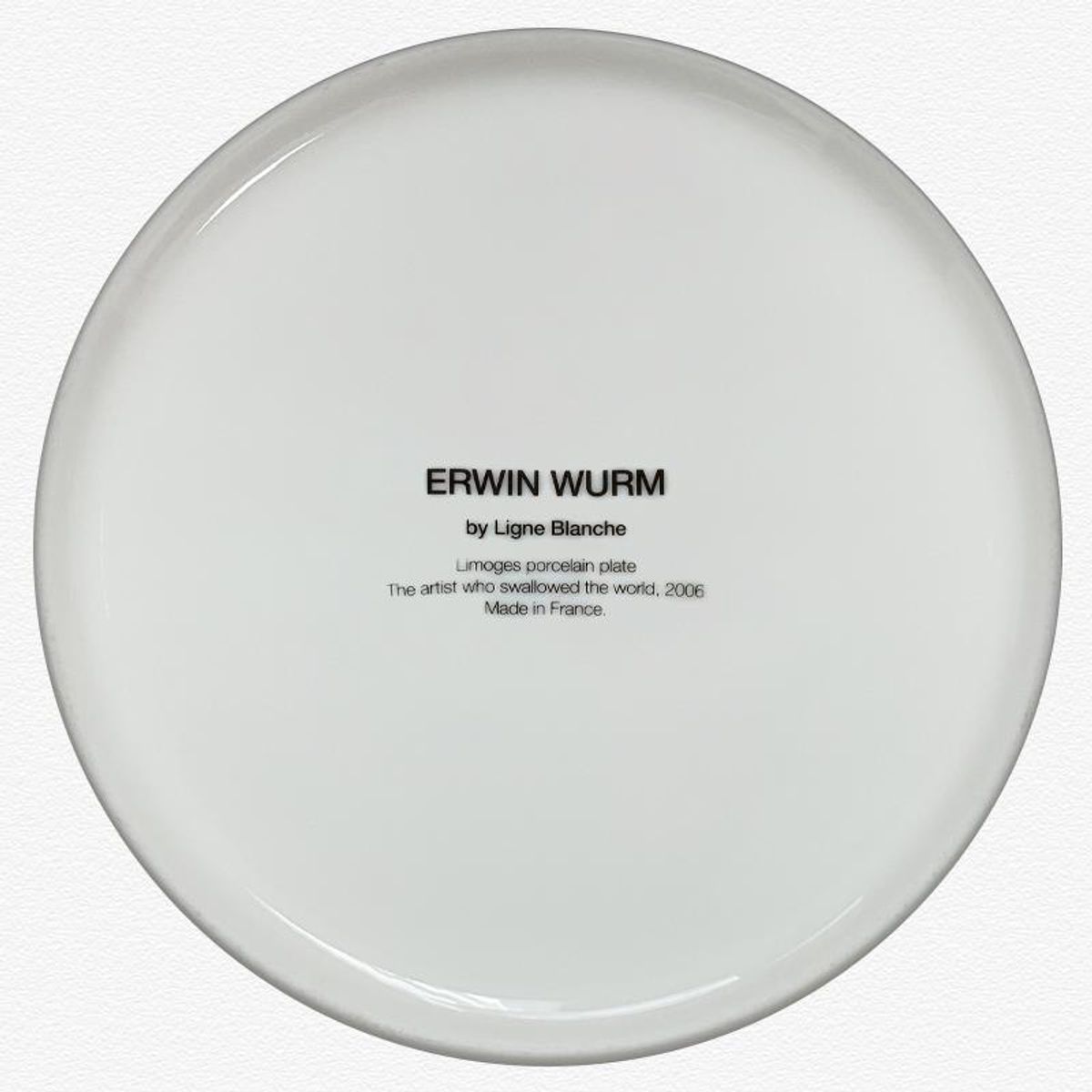 Erwin Wurm, "The Artist Who Swallowed the World" Framed Limoges Porcelain Plate.