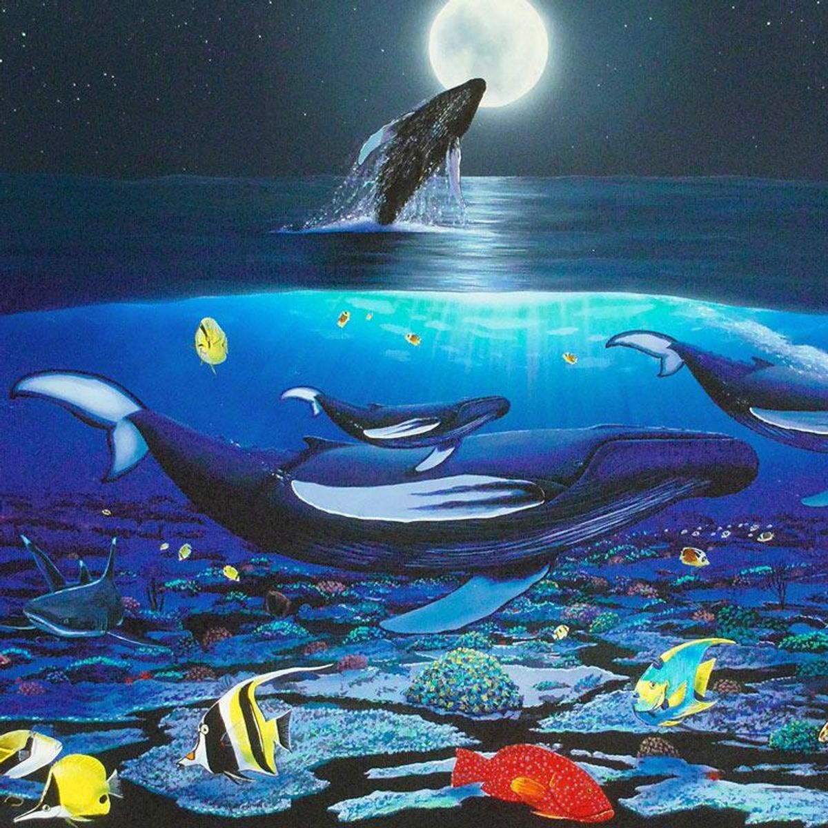 The Living Sea Limited Edition Giclee on Canvas by Renowned Artist Wyland, Numbered and Hand Signed with Certificate of Authenticity.