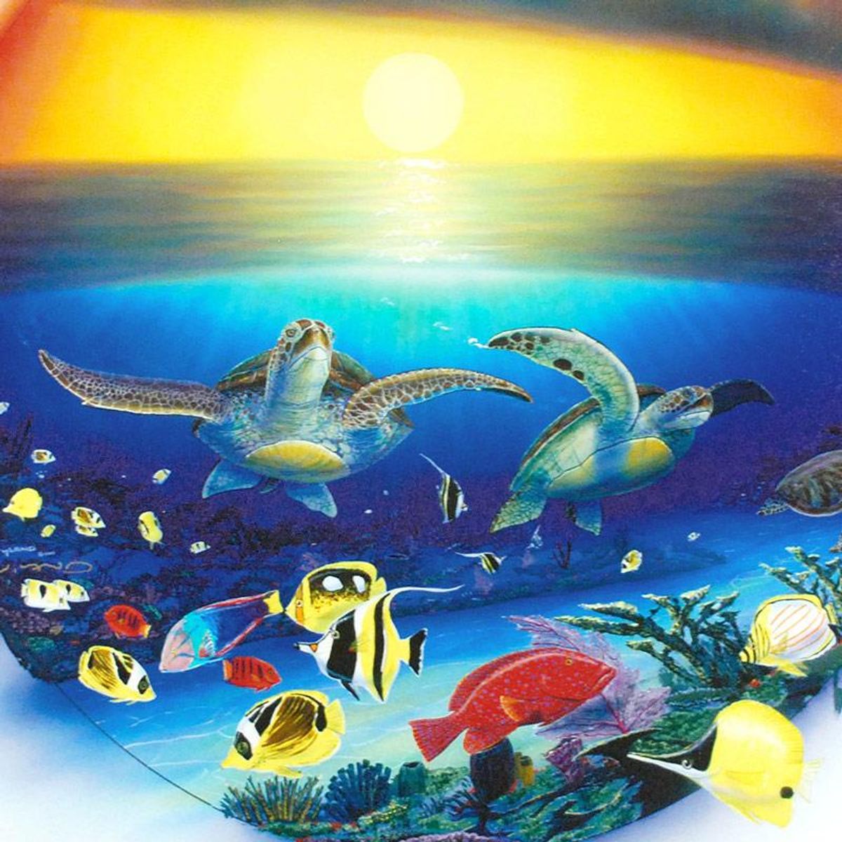 Sea Turtle Reef Limited Edition Giclee on Canvas by Renowned Artist Wyland, Numbered and Hand Signed with Certificate of Authenticity.