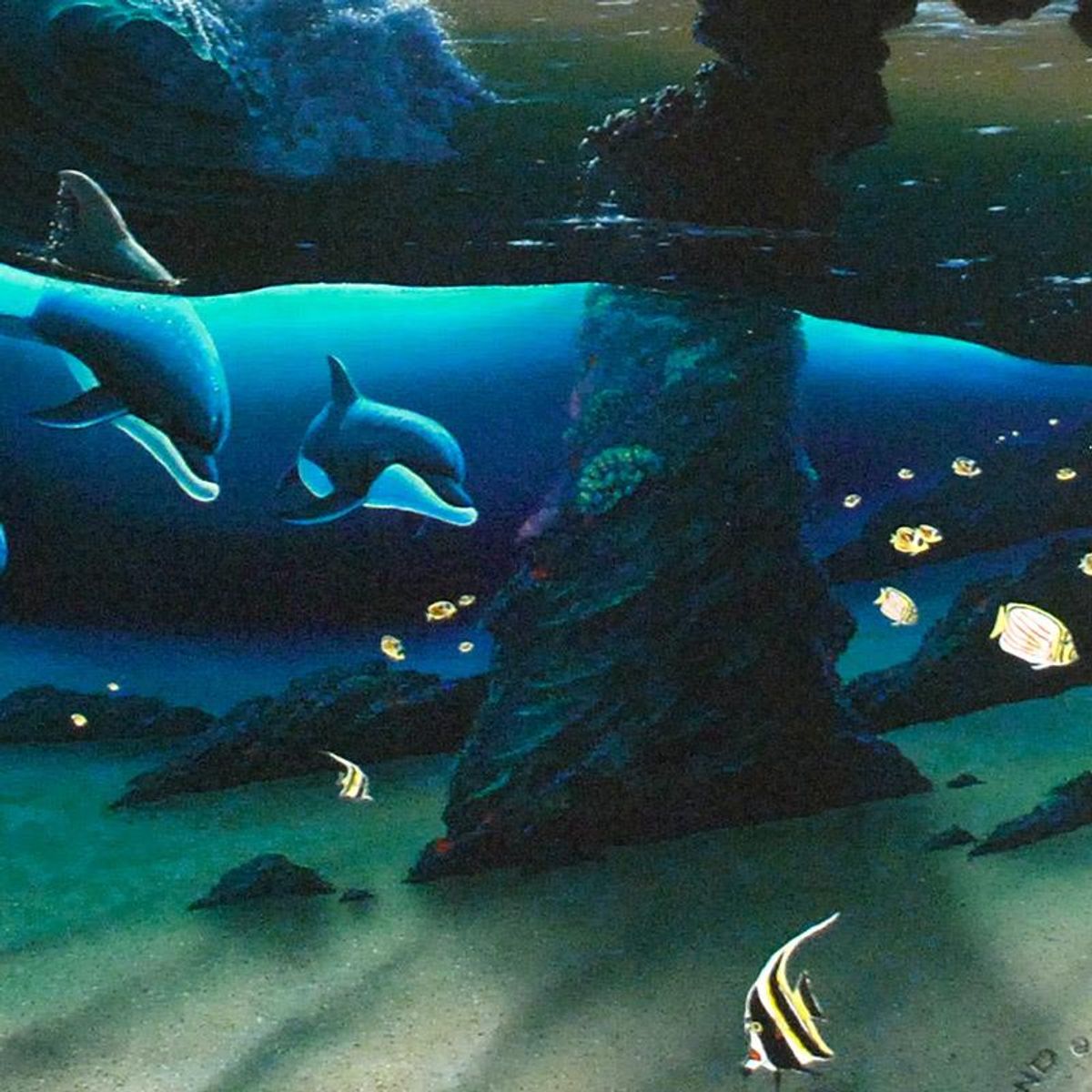 Island Paradise Limited Edition Giclee on Canvas (20" x 40") by renowned artist WYLAND, Numbered and Hand Signed with Certificate of Authenticity.