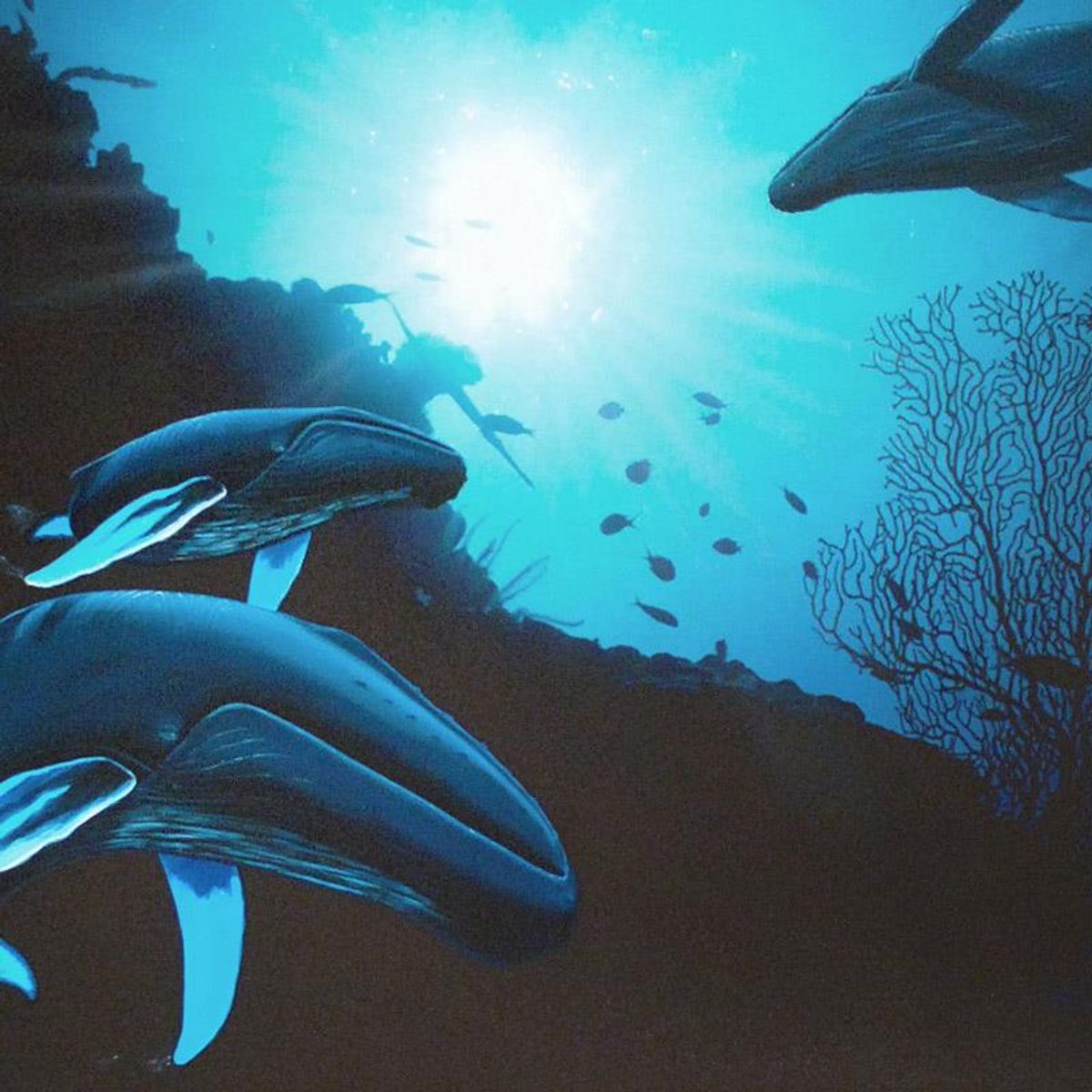 Whale Vision Limited Edition Giclee on Canvas (42" x 30") by renowned artist WYLAND, Numbered and Hand Signed with Certificate of Authenticity.