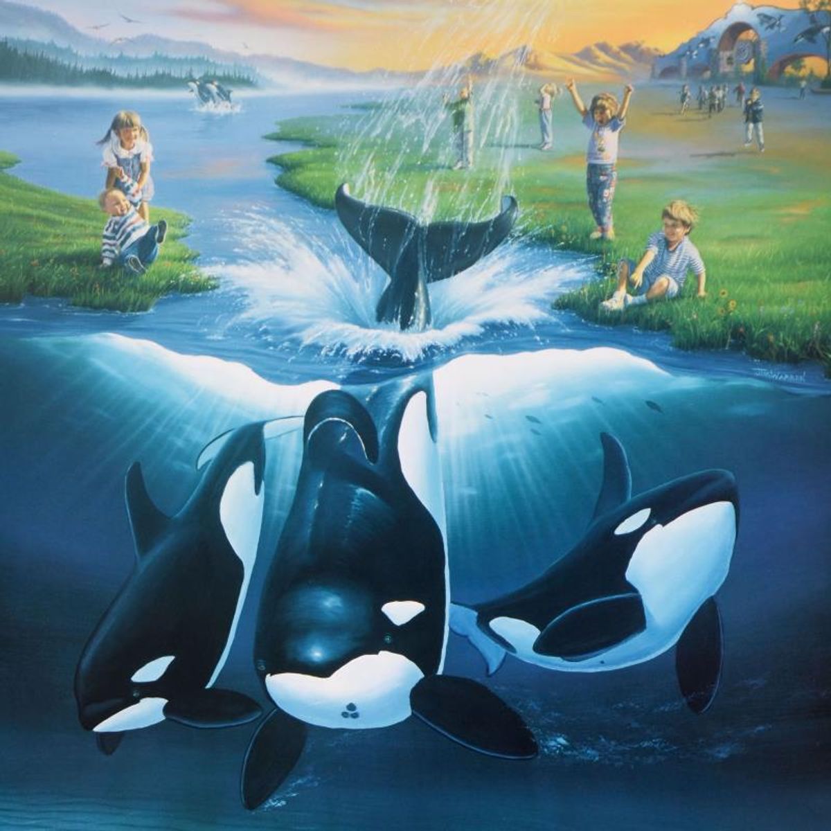 Keiko's Dream Limited Edition Lithograph, Numbered and Hand Signed by Wyland and Jim Warren with Certificate of Authenticity.