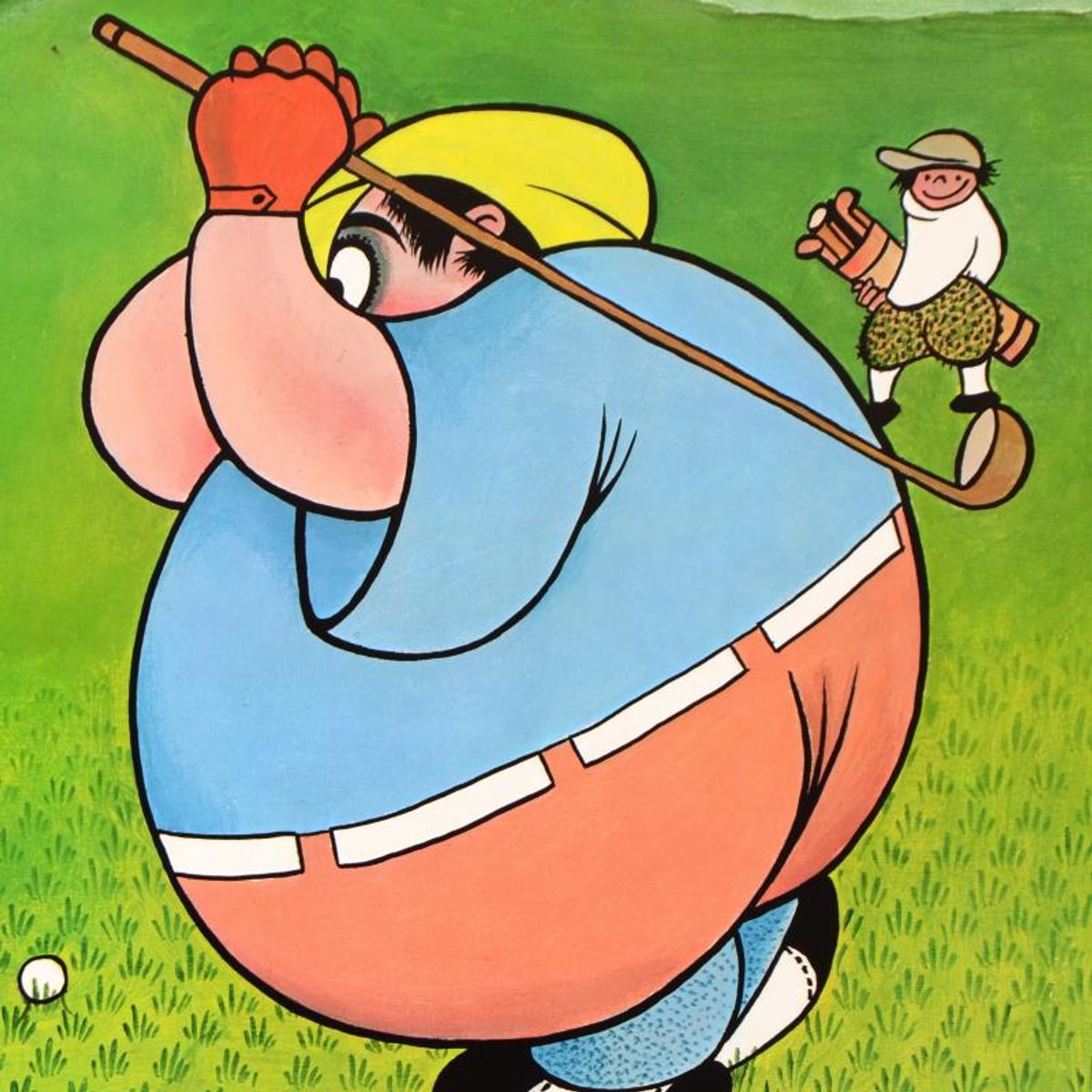 Xavier Cugat (1900-1990), "Fat Golfer" Limited Edition Lithograph, Numbered and Plate Signed with Letter of Authenticity.
