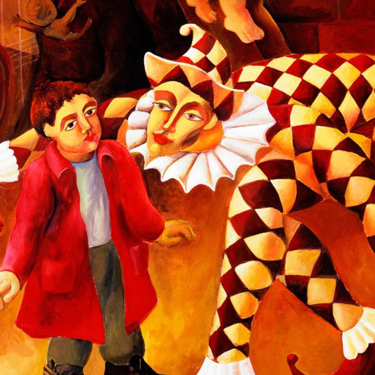 Yuroz, "The Harlequin's Gift" Hand Signed Limited Edition Serigraph with Certificate of Authenticity.