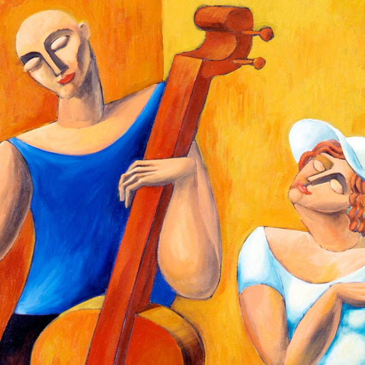 Yuroz, "The Cello" Hand Signed Limited Edition Serigraph with Certificate of Authenticity.