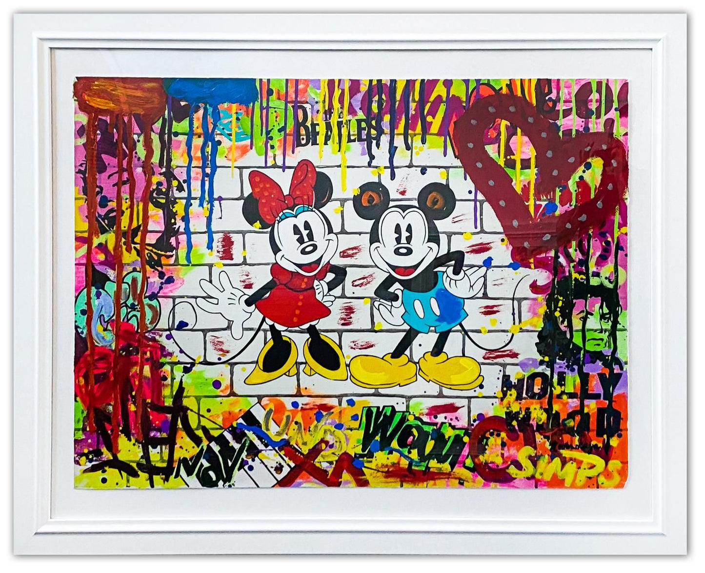 Nastya Rovenskaya- Original Mixed Media on Paper "Mickey & Minnie"