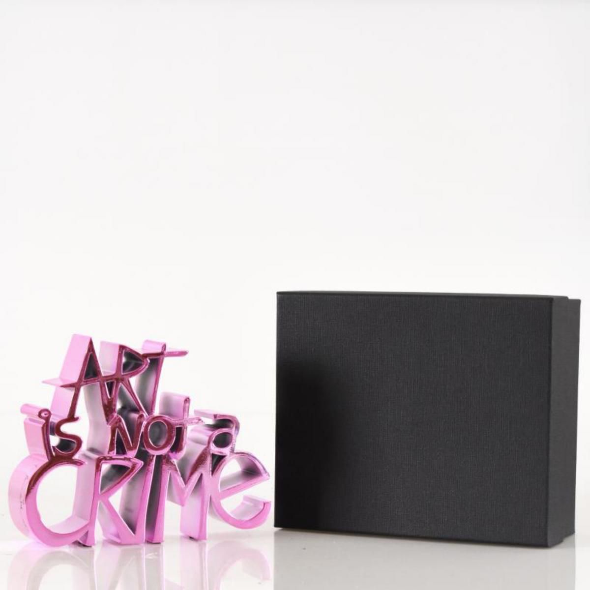 Mr. Brainwash- Resin Sculpture "Art Is Not a Crime (Chrome Pink)"