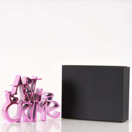 Mr. Brainwash- Resin Sculpture "Art Is Not a Crime (Chrome Pink)"