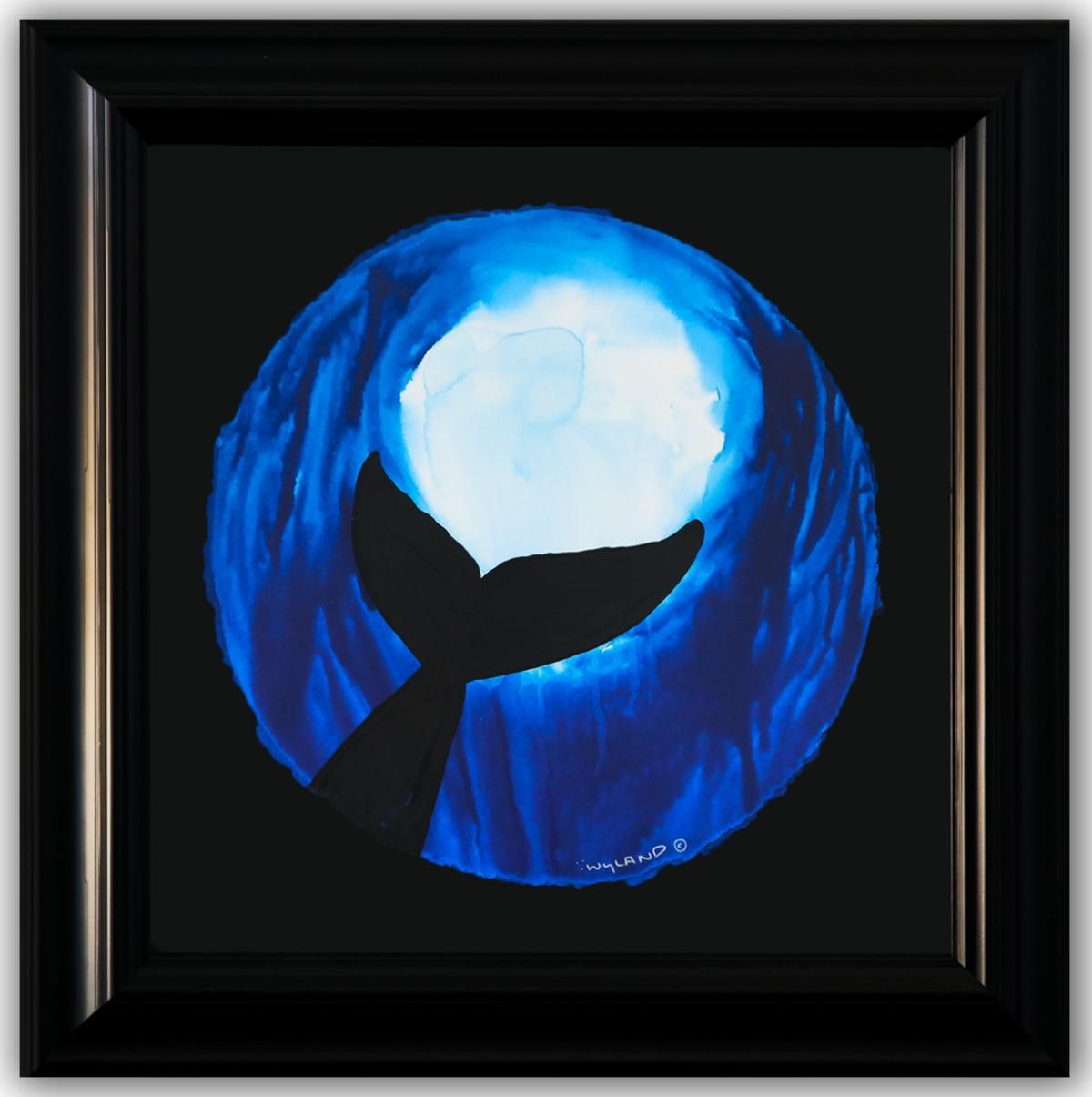 Wyland- Original Watercolor Painting on Deckle Edge Paper "Whale Trail Deep"