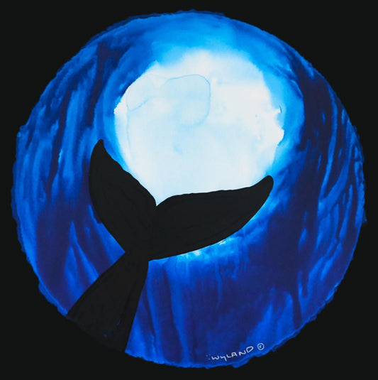 Wyland- Original Watercolor Painting on Deckle Edge Paper "Whale Trail Deep"
