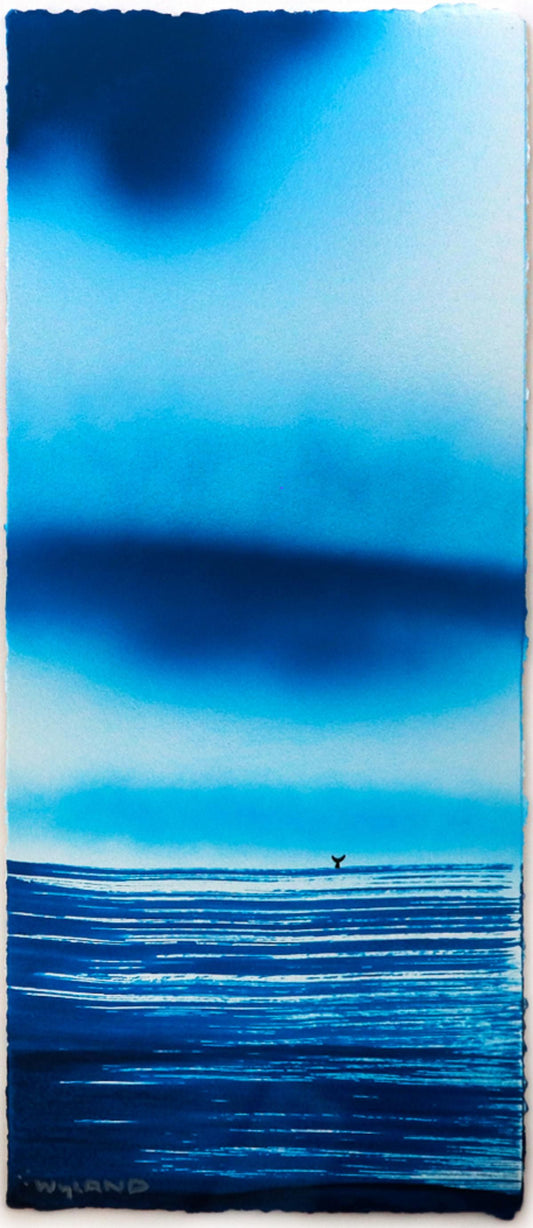 Wyland- Original Watercolor Painting on Deckle Edge Paper "Fluke"