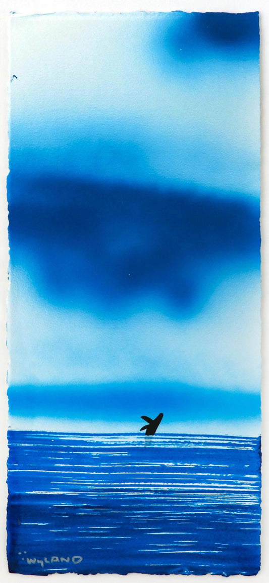 Wyland- Original Watercolor Painting on Deckle Edge Paper "Fluke"