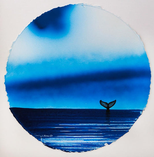 Wyland- Original Watercolor Painting on Deckle Edge Paper "Fluke"