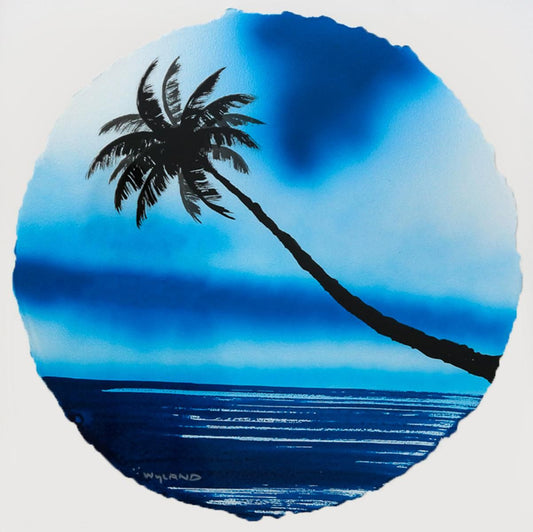 Wyland- Original Watercolor Painting on Deckle Edge Paper "Palm Tree"