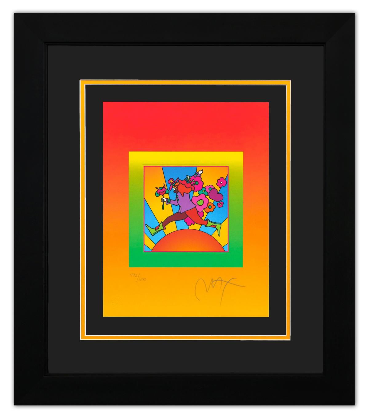 Peter Max- Original Lithograph "Flower Jumper Over Sunrise on Blends"