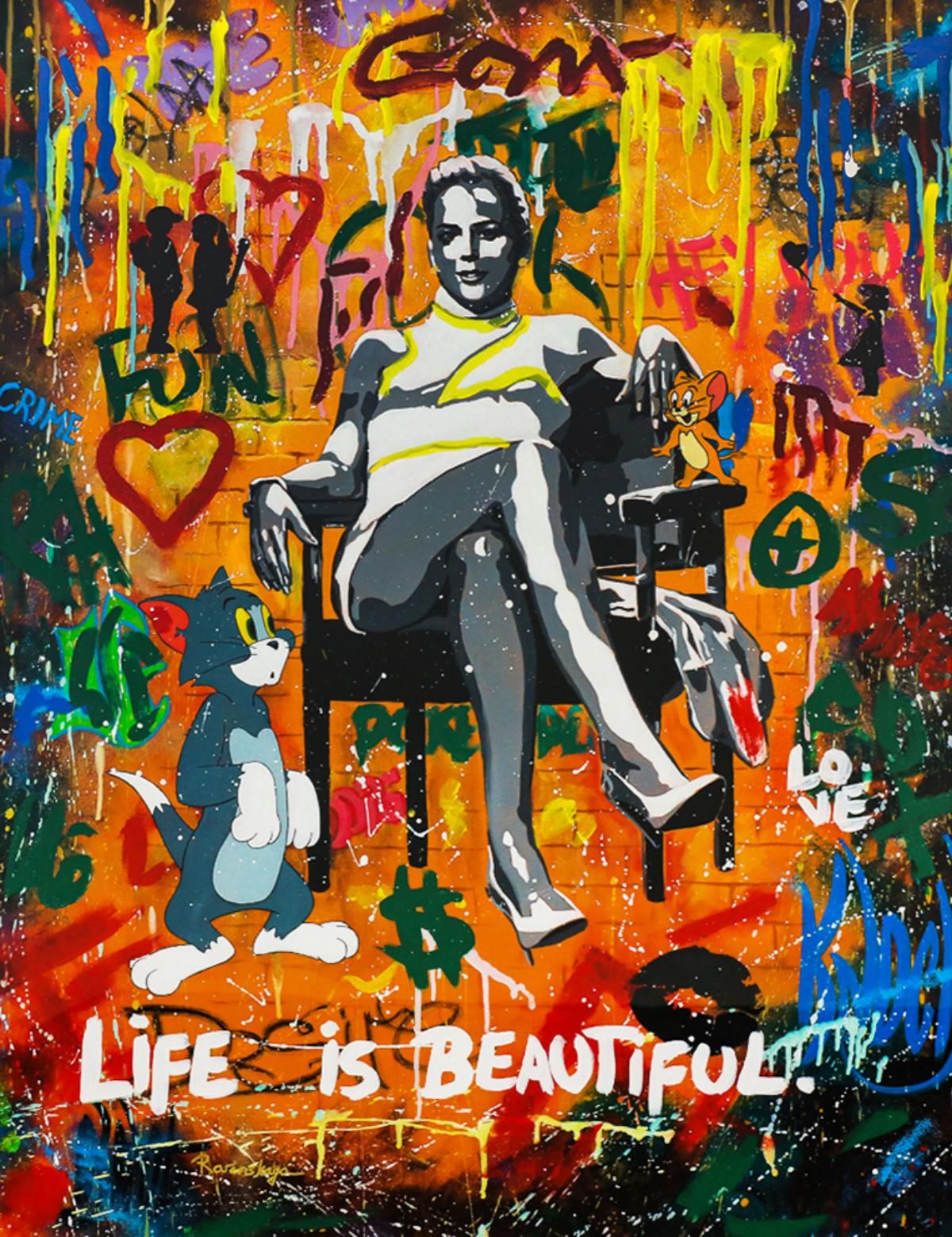 Nastya Rovenskaya- Original Mixed Media on Paper "Basic Instinct"