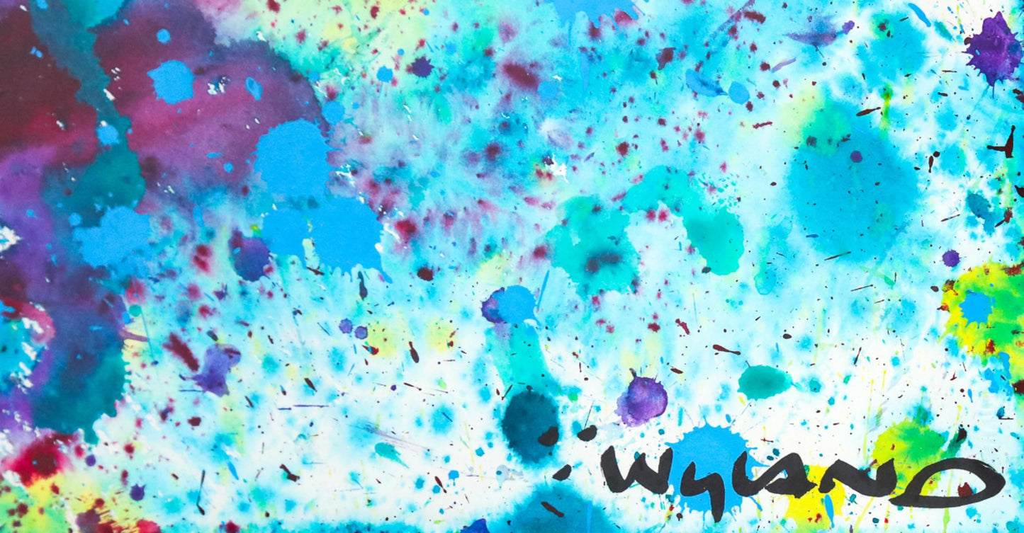 Wyland- Original Watercolor Painting on Deckle Edge Paper "Abstract Drip"