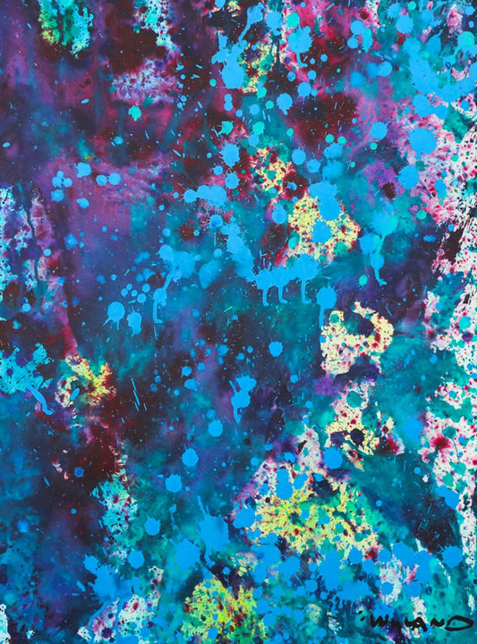 Wyland- Original Watercolor Painting on Deckle Edge Paper "Abstract Drip"