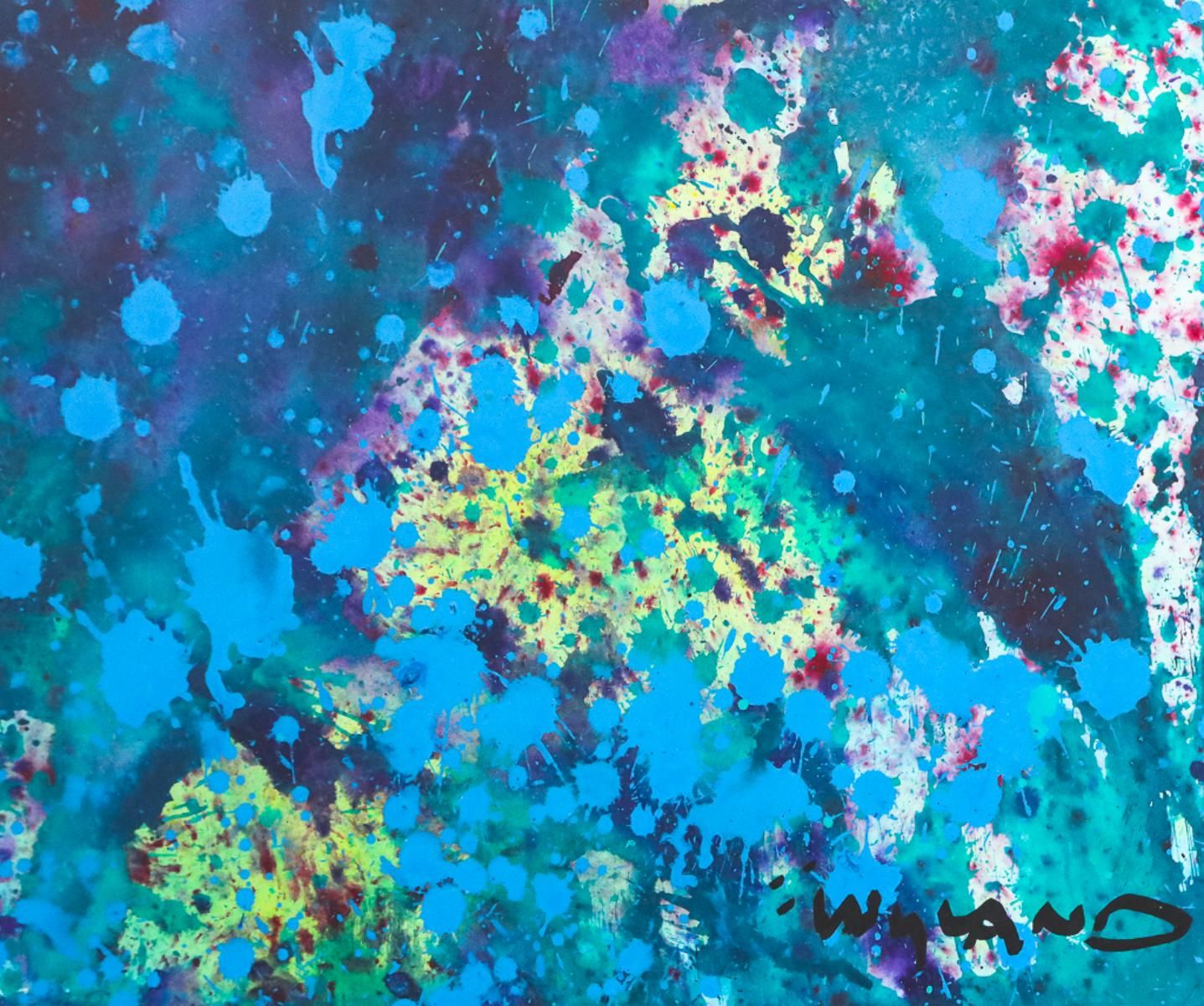 Wyland- Original Watercolor Painting on Deckle Edge Paper "Abstract Drip"