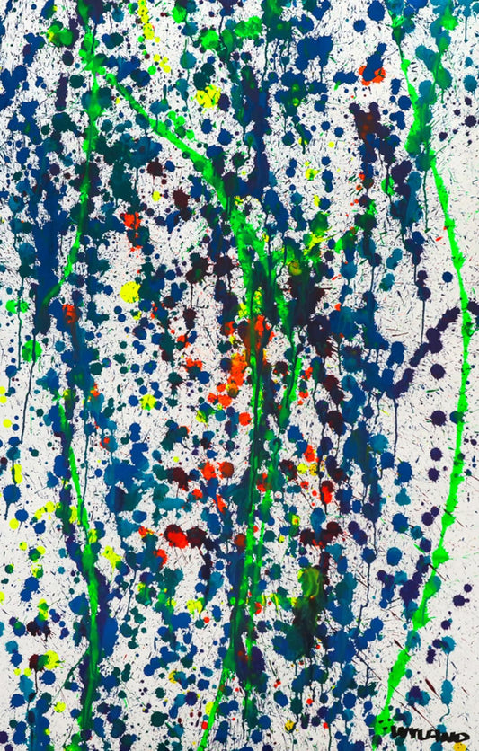 Wyland- Original Watercolor Painting on Deckle Edge Paper "Abstract Drip"