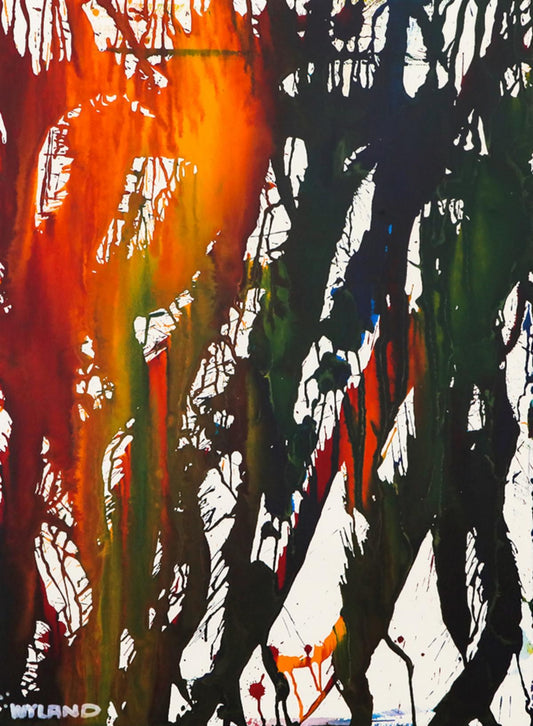 Wyland- Original Watercolor Painting on Deckle Edge Paper "Abstract"