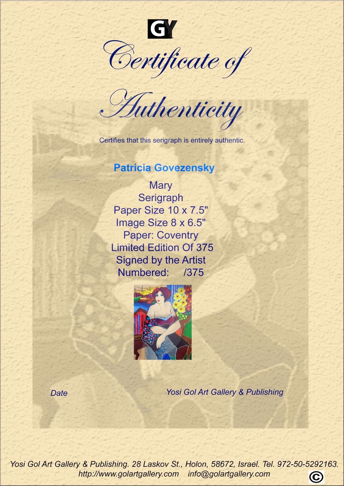 Patricia Govezensky- Original Serigraph on Paper "Mary"