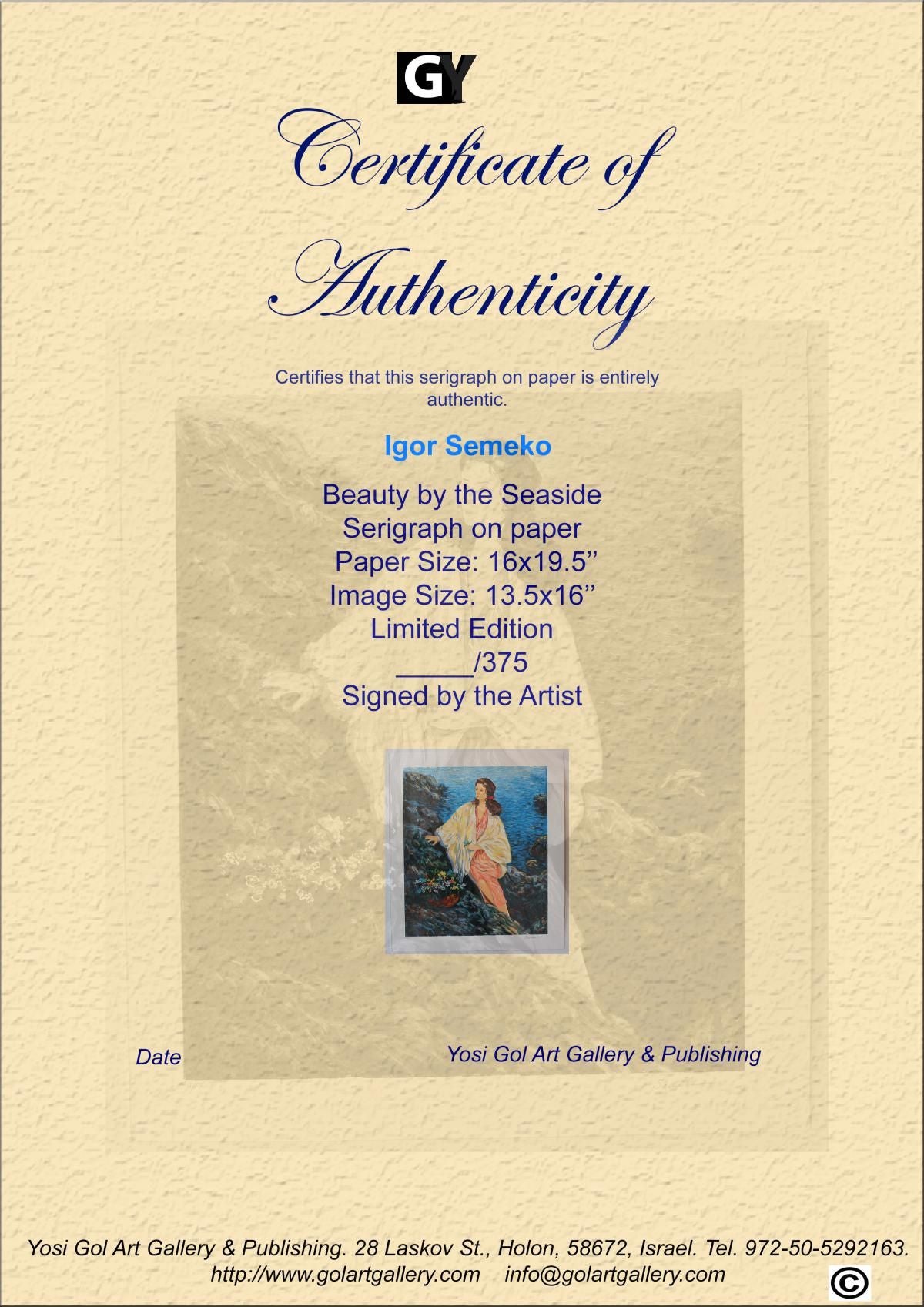 Igor Semeko- Original Serigraph on Paper "Beauty by the Seaside"