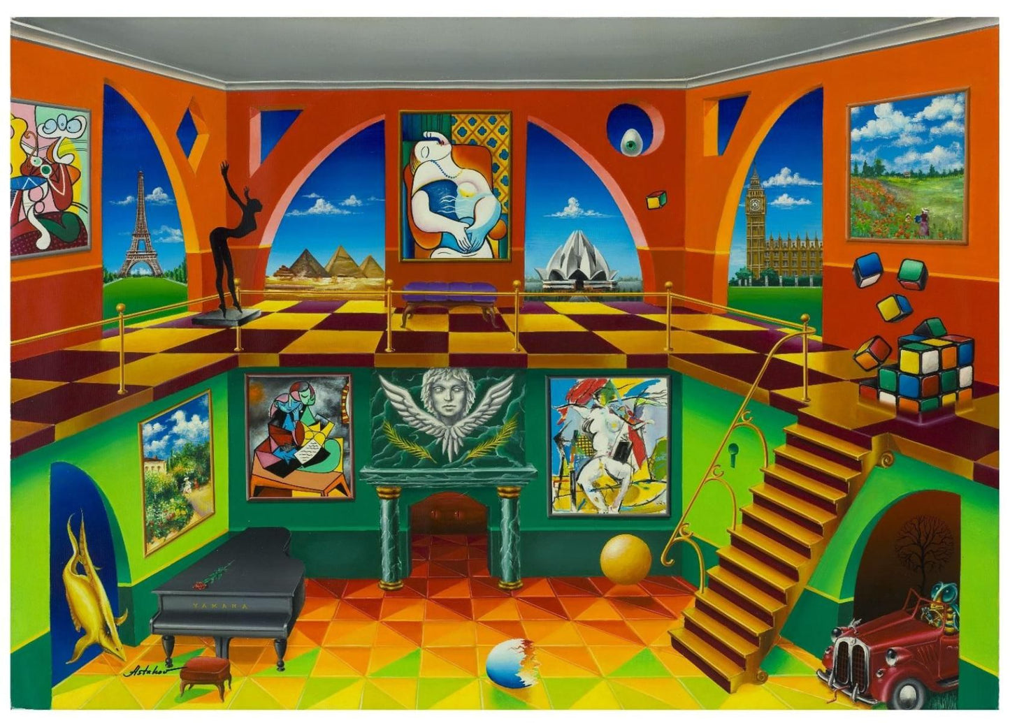 Alexander Astahov- Original Giclee on Canvas "Rubik Cube"