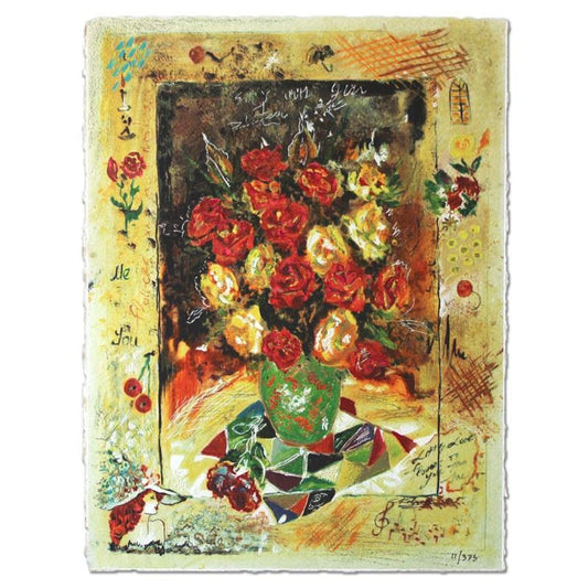 Sergey Kovrigo- Set of 6 Serigraph on Paper "Rendezvous, Friendship, Pleasures, Red Bouquet, Wine and Roses, Sunshine Roses"