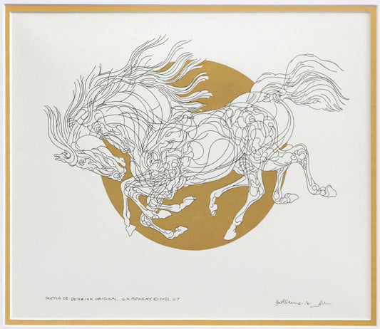 Guillaume Azoulay- Original pen and ink with hand laid gold leaf "Sketch CD"