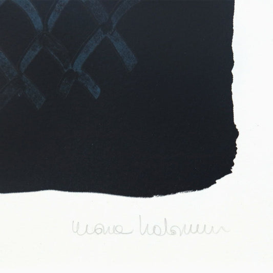 Mona Hatoum- 5 layer screenprint with high build application on Somerset 300gsm paper "The Blues no. 1-12.7.2020/2021"