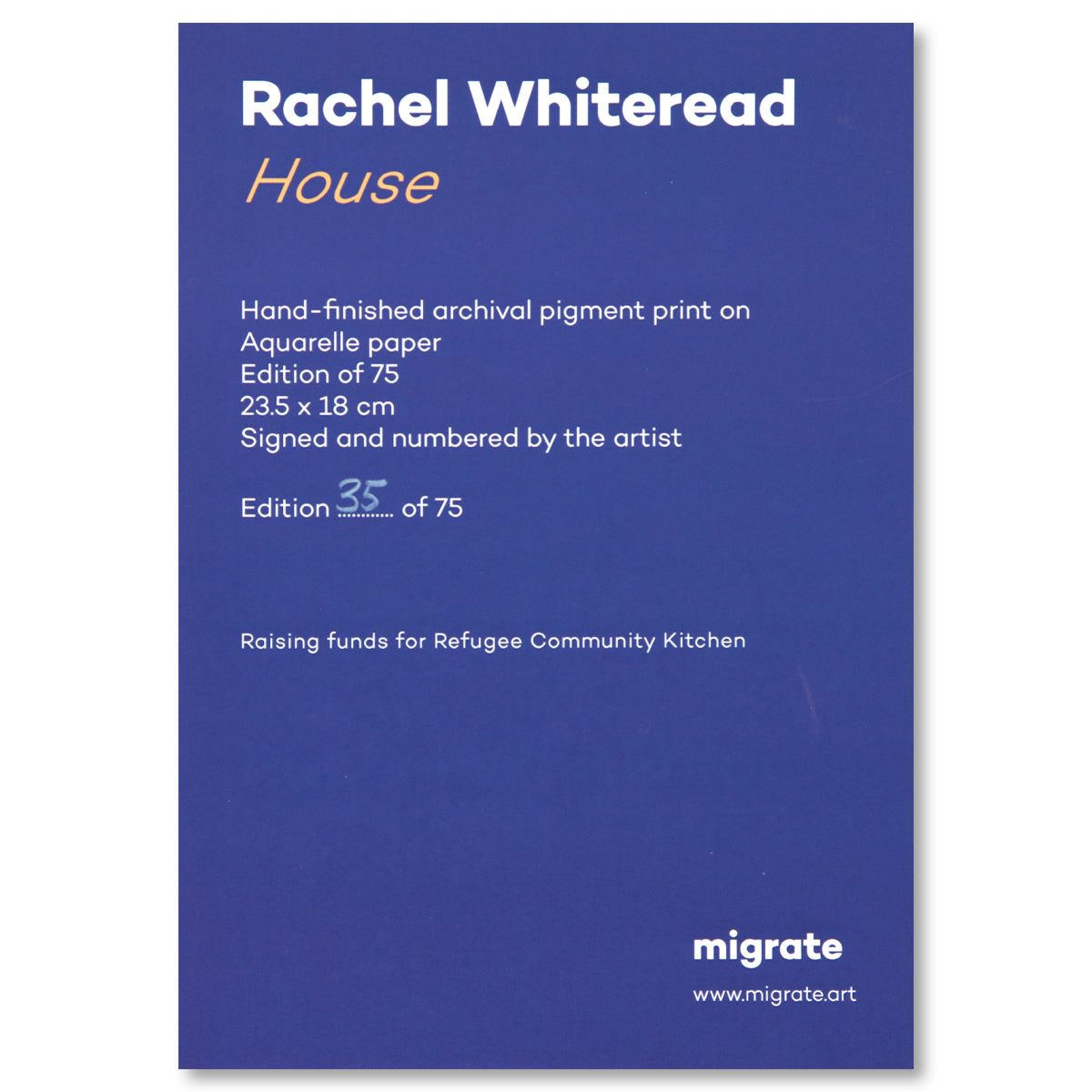 Rachel Whiteread- Hand-finished archival pigment print on Aquarelle paper "House"