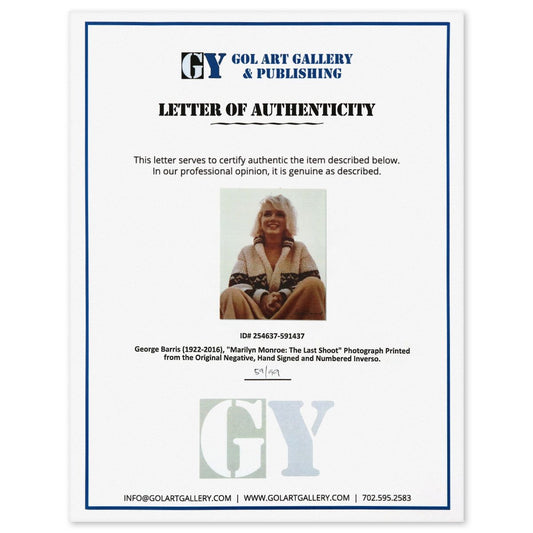 George Barris (1922-2016)- Photograph Printed from the Original Negative "Marilyn Monroe: The Last Shoot"