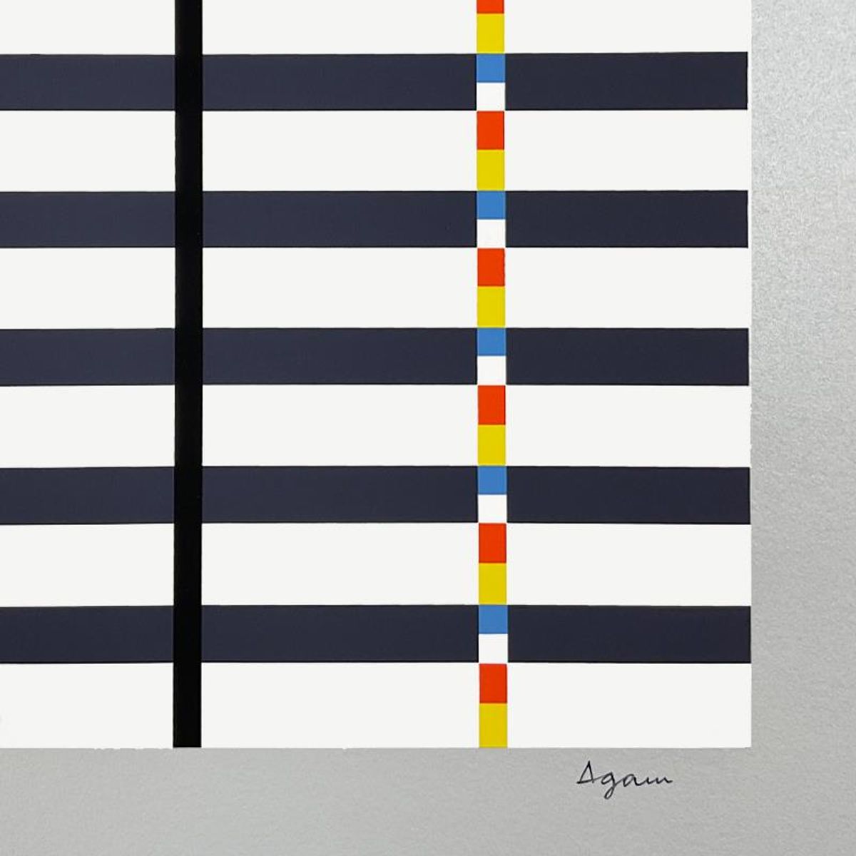 Yaacov Agam- Silkscreen Serigraph "Hommage du Mondrian (Silver)"