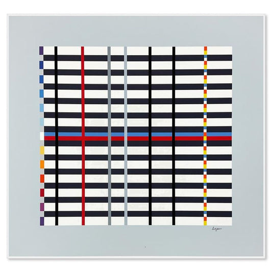 Yaacov Agam- Silkscreen Serigraph "Hommage du Mondrian (Light Blue)"