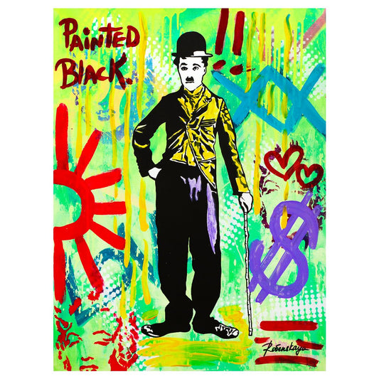 Nastya Rovenskaya- Mixed Media "Chaplin in Green"