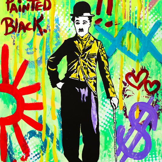 Nastya Rovenskaya- Mixed Media "Chaplin in Green"