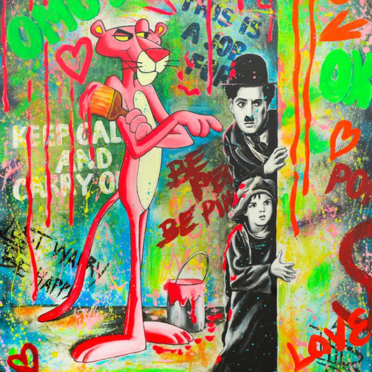 Nastya Rovenskaya- Original Mixed Media on Deckle Edge Paper "Caught Trying to Sneak In"
