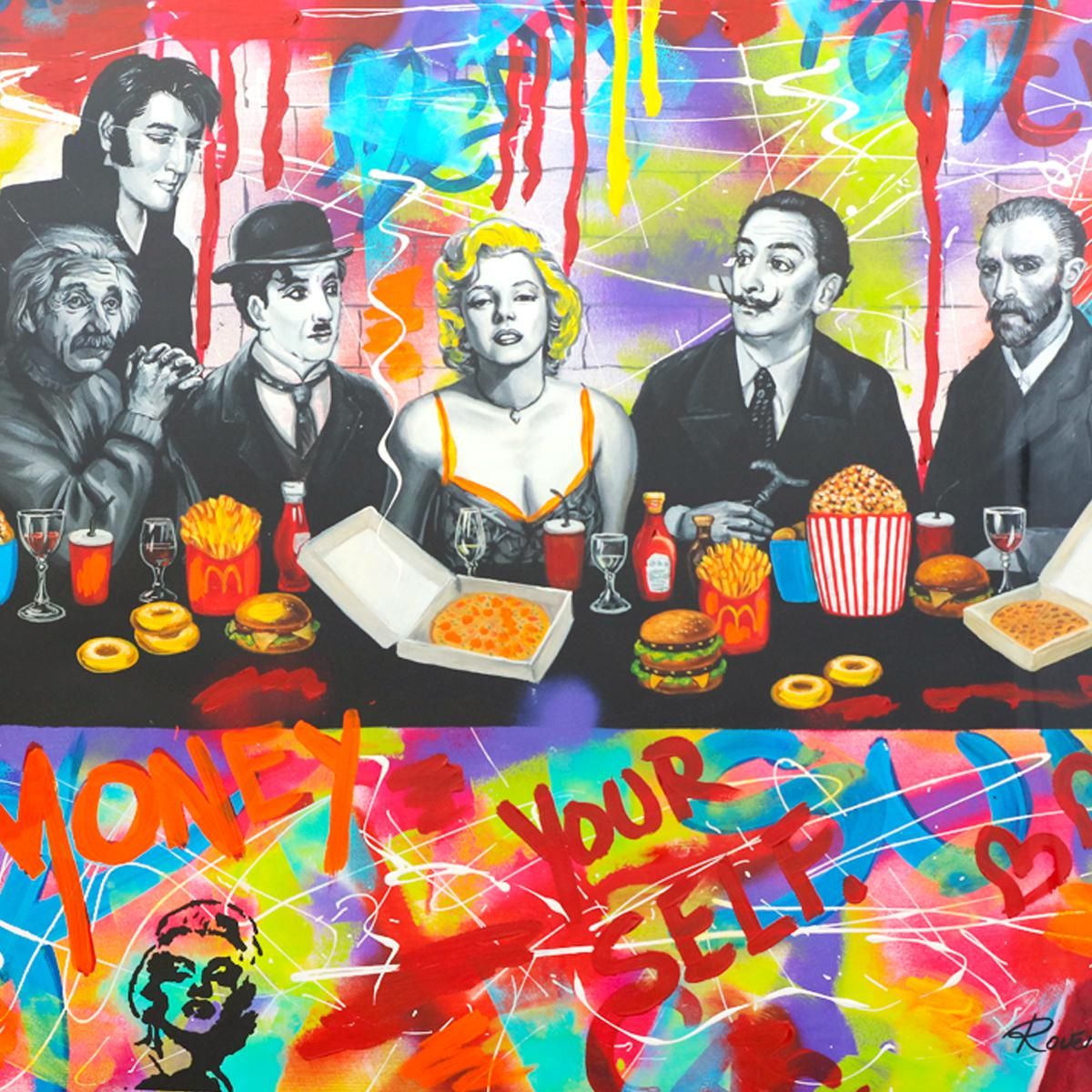 Nastya Rovenskaya- Original Mixed Media on Deckle Edge Paper "The Last ICONIC Meal"