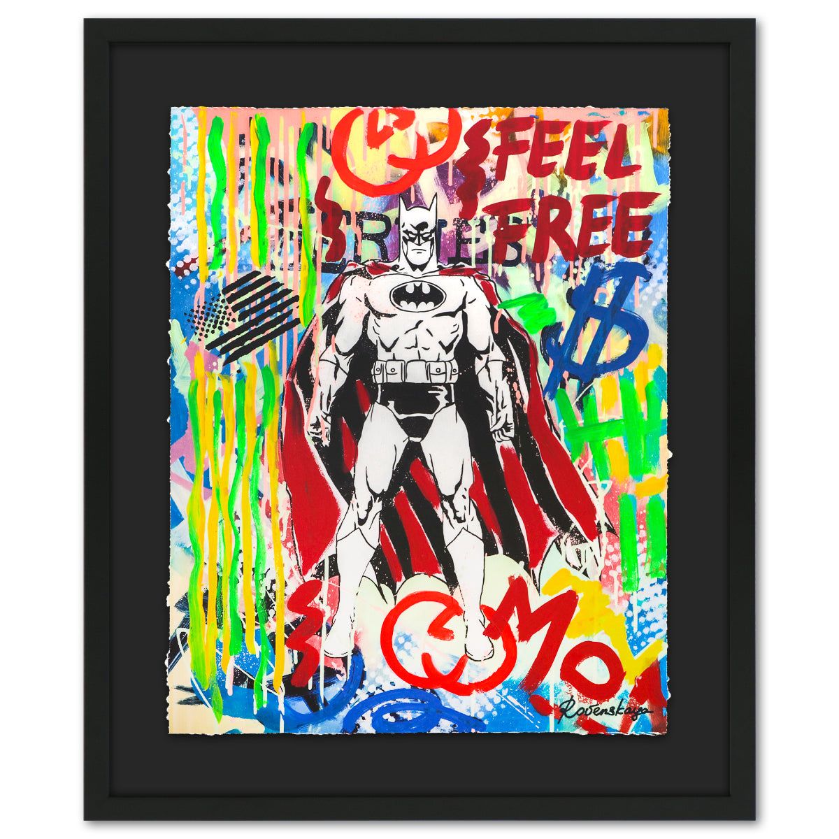 Nastya Rovenskaya- Original Mixed Media on Deckle Edge Paper "Batman"