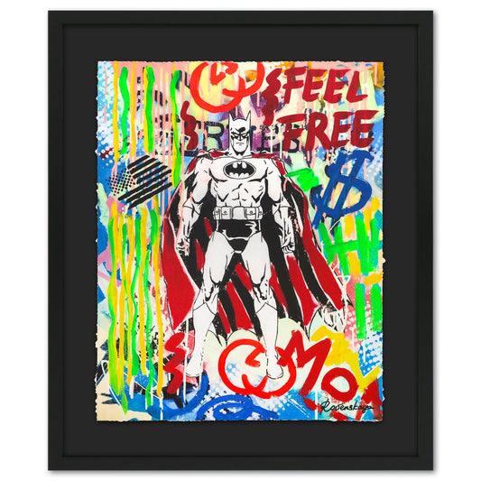 Nastya Rovenskaya- Original Mixed Media on Deckle Edge Paper "Batman"