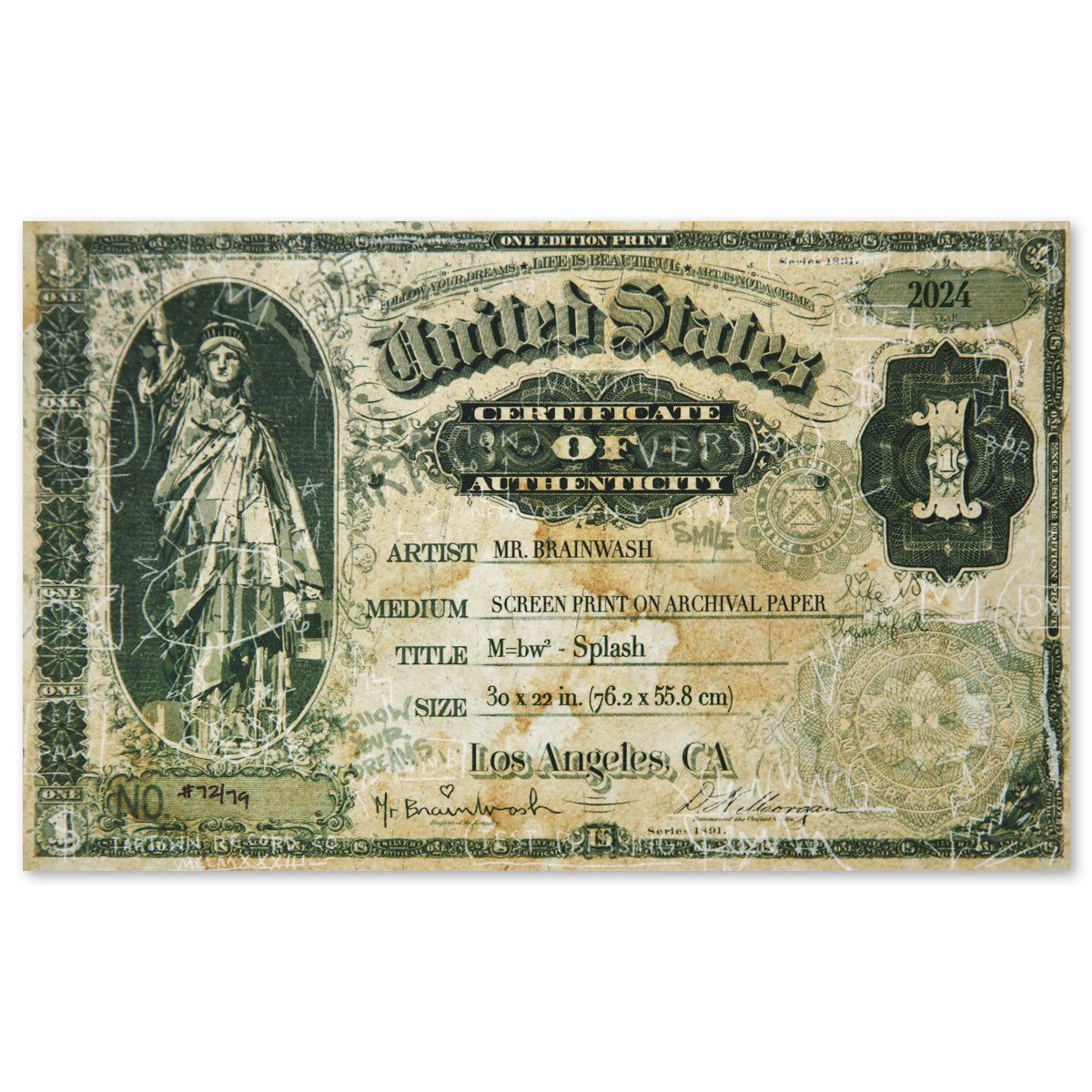 Mr Brainwash- Silkcreen on Paper "M=bw² - Splash, 2024"