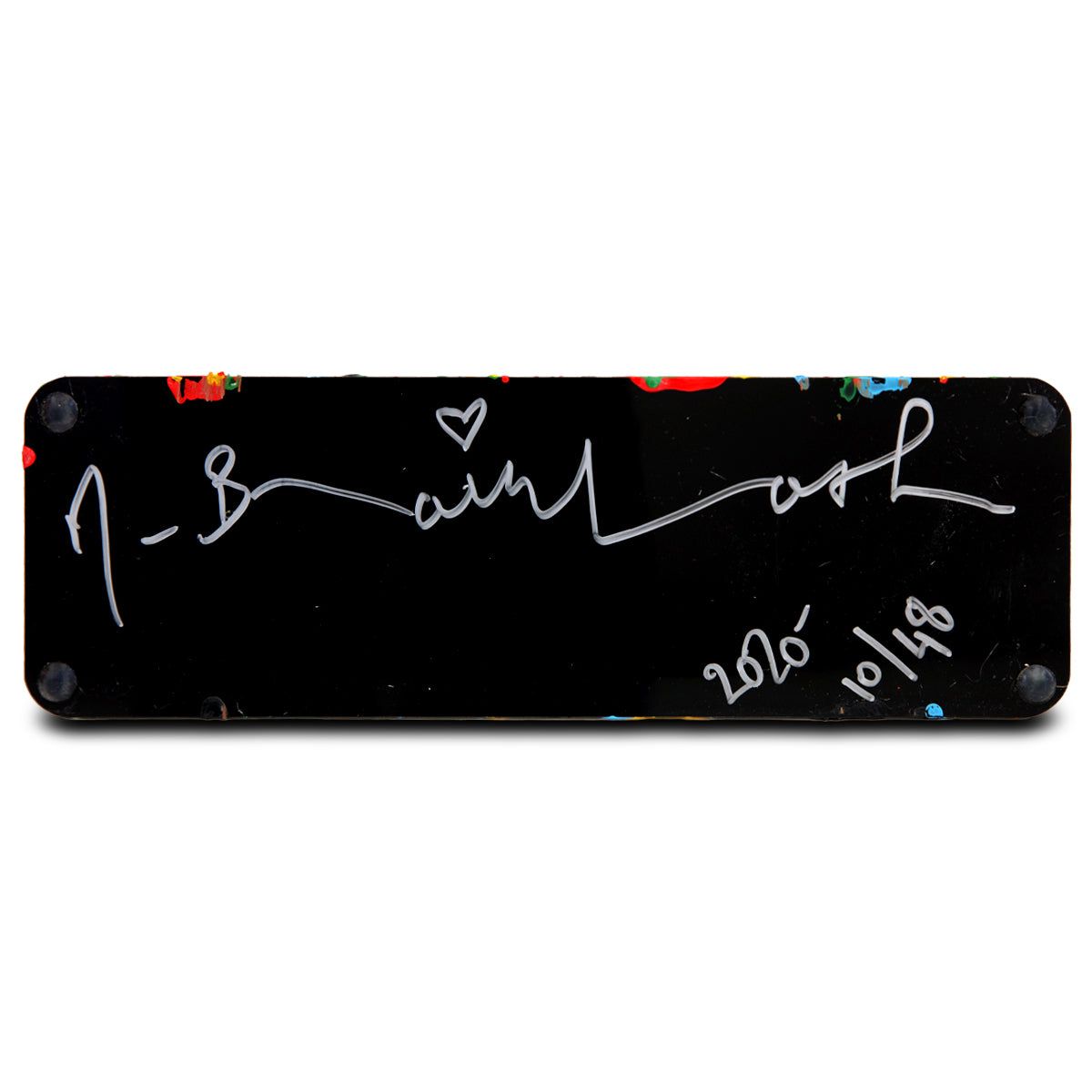 Mr Brainwash- Acrylic Dipped and Splashed Cast Resin Sculpture in Plexiglass Enclosure "Life Is Beautiful - Dipped Red Splash, 2020"