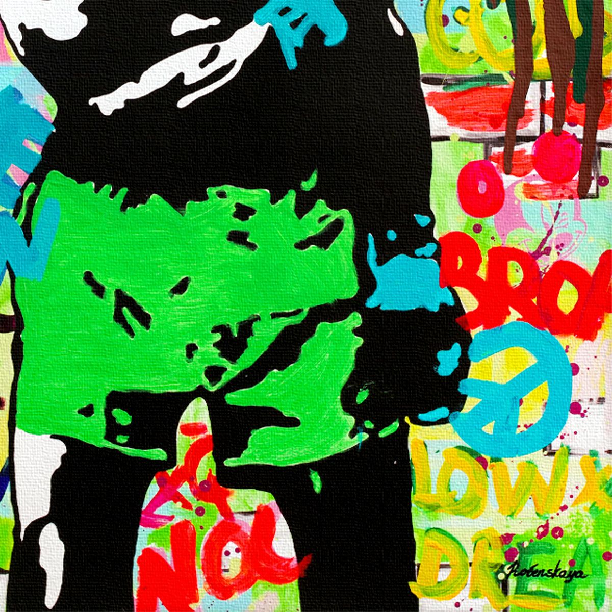 Nastya Rovenskaya- Original Mixed Media on Canvas "Muhammad Ali"