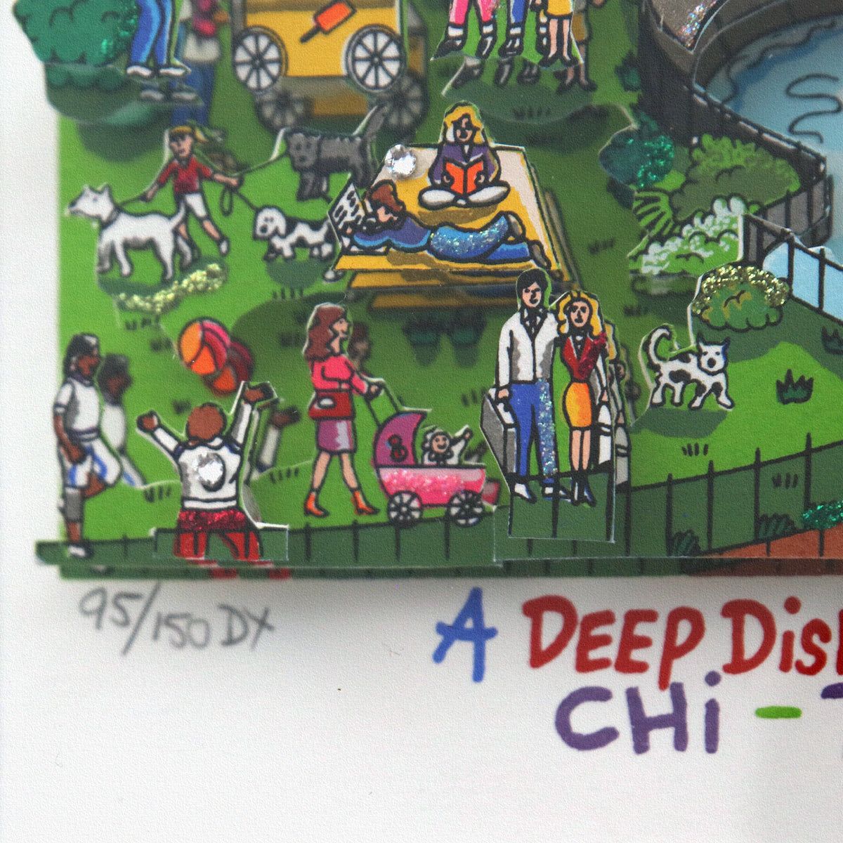 Charles Fazzino- 3D Construction Silkscreen Serigraph "A Deep Dish Pie in Chi Town"